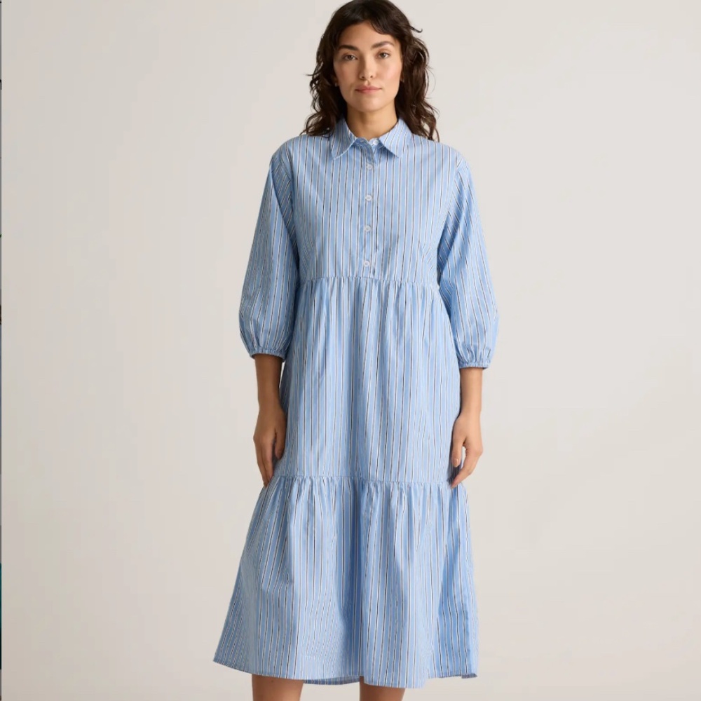 100% Organic Cotton Poplin Midi Tunic Dress - Large